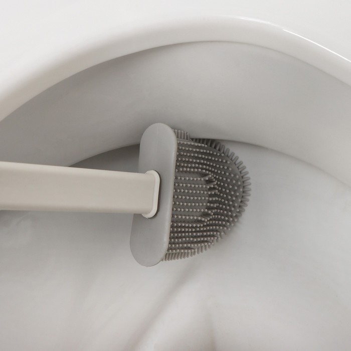 Ёршик для унитаза силиконовый Доляна &laquo;Лилу&raquo;, 4,3&times;9,5&times;36 см, цвет белый