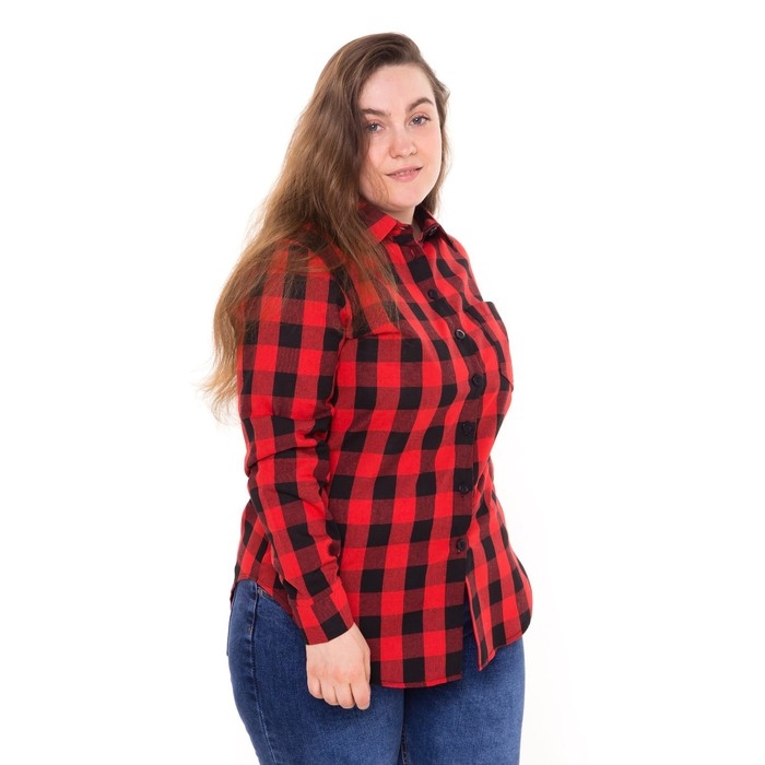 Рубашка женская, красно-черная клетка, размер 60