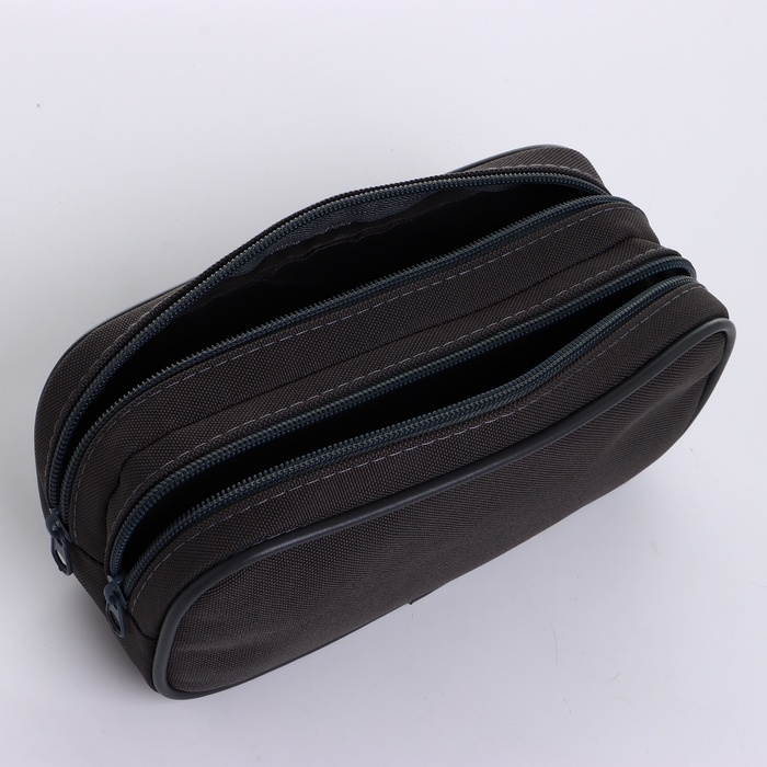 Косметичка-пенал, 2 отдела на молниях, цвет серый Косметичка-пенал, 2 отдела на молниях, цвет серый