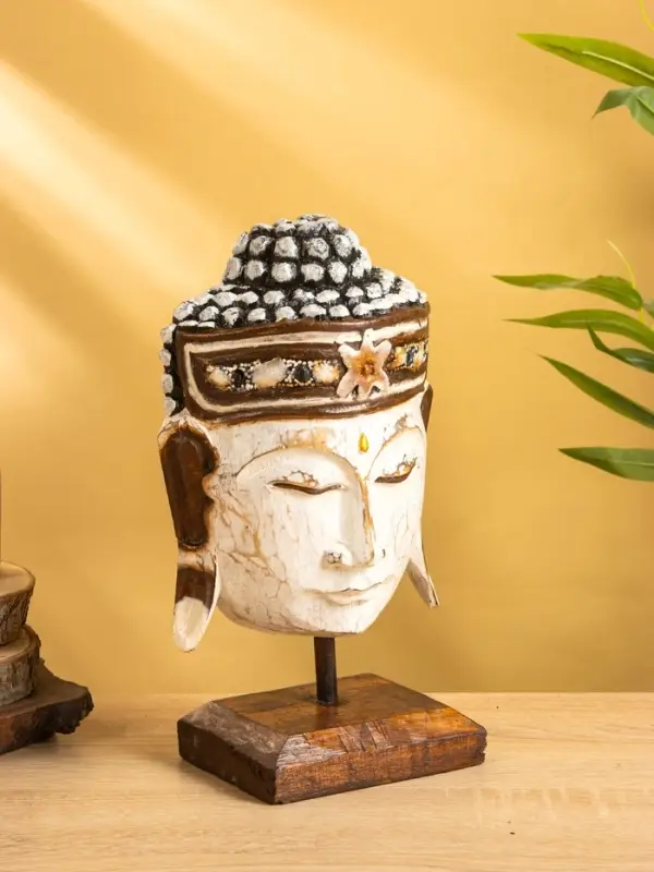 Сувенир &laquo;Голова Будды&raquo;, 10&times;16&times;27 см, дерево, белый