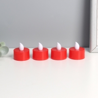 Светодиодные свечи, ночники LED RISALUX &laquo;Сделаем светлее&raquo; набор 4 шт., красные, RGB, 3.5&times;3.5&times;4 см