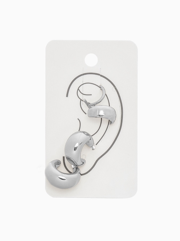 Набор серьги и каффы 4 шт. &laquo;Бублик&raquo;, цвет серебро