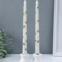 Свечи светодиодные "Античные. Ромашки и пчёлки" набор 2 шт 2хААА 2х2х27,5 см 2,5х7х32 см