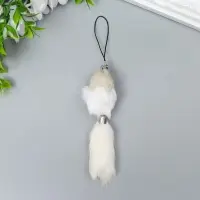Пушистик на подвеске "Мышонок белый" МИКС 8,5х3,5х3,5 см