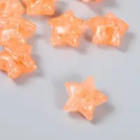 Бусина для рукоделия и плетения &laquo;Арт Узор. Звезда. Колотый лёд&raquo;, пластик, прозрачно-коралловая, 1.3&times;2.6&times;2.6 см