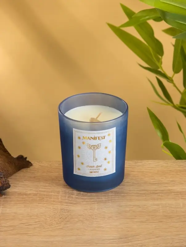 Свеча в стекле с камнем Manifest лаванда 200 гр соевый воск