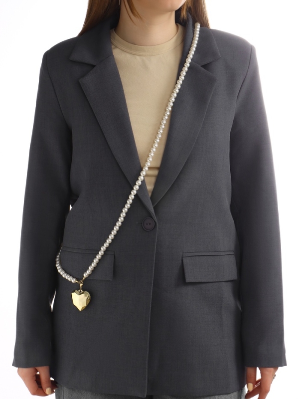 Портупея жемчужная с кулоном &laquo;Сердце&raquo;, 129 см, белая в золоте