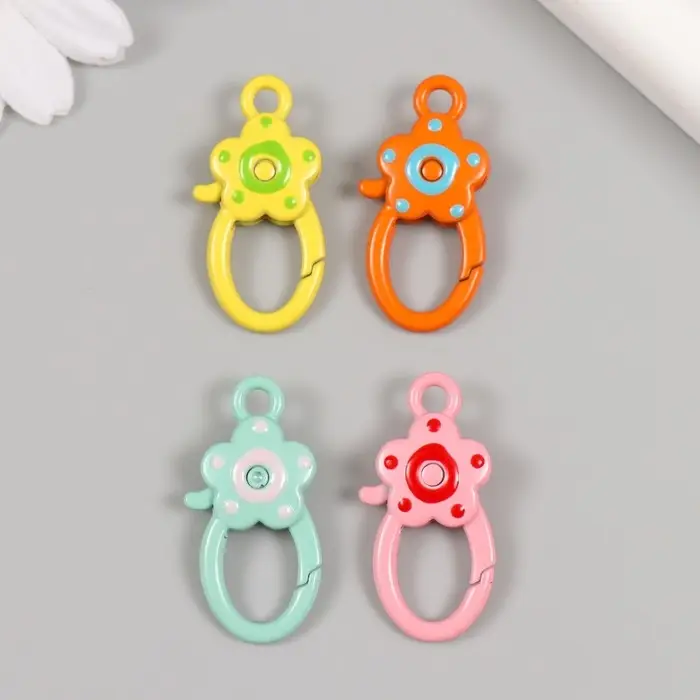 Карабин металл с кольцом "Овал. Цветок" МИКС 3,6х1,8 см