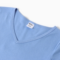 Футболка женская V-образный вырез, цвет т.голубой, размер 48