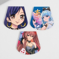 Закладки магнитные для книг, 3 шт &laquo;Аниме. Девочки&raquo;