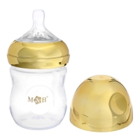 Бутылочка для кормления с наклейками &laquo;Золотой малыш&raquo; от 0 мес., 150 мл., цвет золотой, M&B