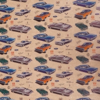 Бумага упаковочная крафт "Автомобили ретро", 0,72 х 10 м, 40 г/м&sup2;