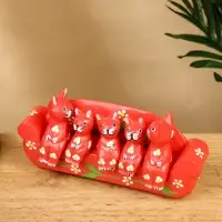 Сувенир "Кошачье семейство" дерево 20х5х10 см, цв. красный