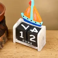 Календарь настольный "Парусник" дерево 11х5х16 см, цв. оранжевый