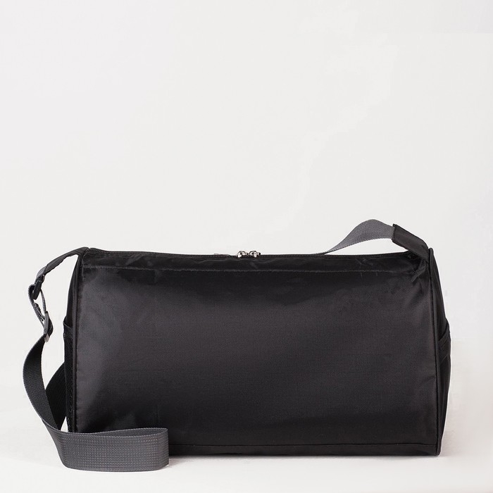 Сумка спортивная на молнии, боковой карман/сетка, регулируемый ремень, маленький размер, цвет тёмно-синий