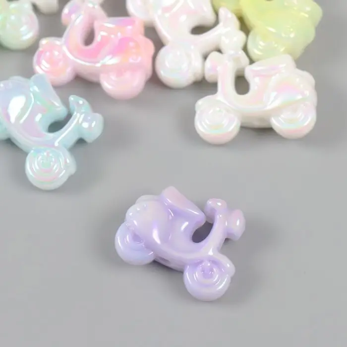 Бусина для творчества пластик "Мопед" перламутр пастель МИКС 2,5х1,1х2 см