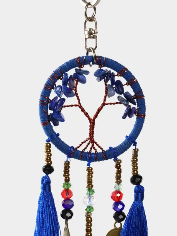 Брелок ловец снов "Древо" 19 см, цв. синий