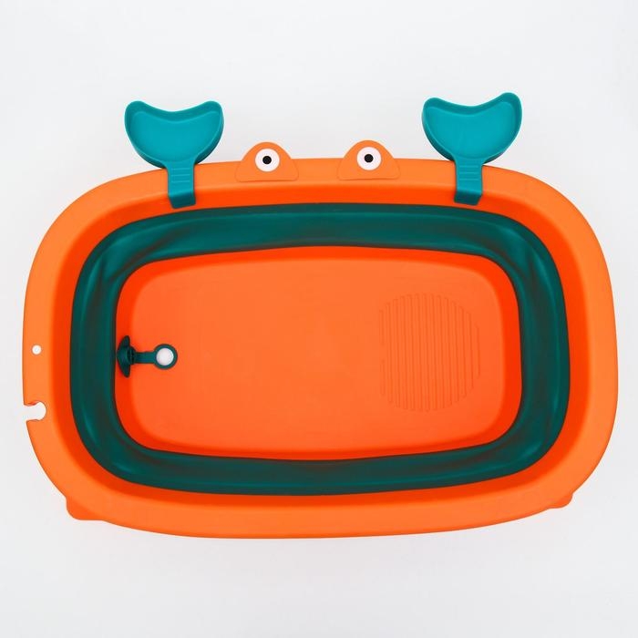 Ванночка детская складная со сливом, &laquo;Краб&raquo;, 67 см., цвет бирюзовый/оранжевый