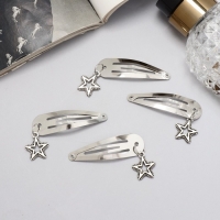 Невидимка для волос "Офелия" (набор 4 шт) звезда, 4,5 см, серебро Невидимка для волос "Офелия" (набор 4 шт) звезда, 4,5 см, серебро