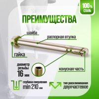 Анкерный болт ЛОМ, с гайкой, оцинкованный, 20х200 мм, 14 шт Анкерный болт ЛОМ, с гайкой, оцинкованный, 20х200 мм, 14 шт