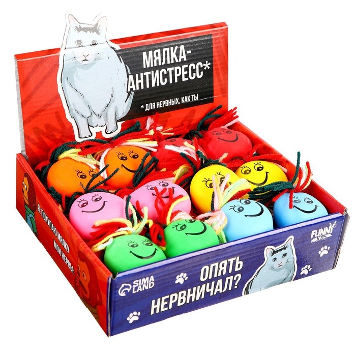 Антистресс сквиш мялка капитошка &laquo;Для нервных&raquo;, с мукой, цвета МИКС, в шоубоксе