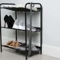 Ложка для обуви с крючком, 56,5&times;4,5 см, металл, цвет МИКС