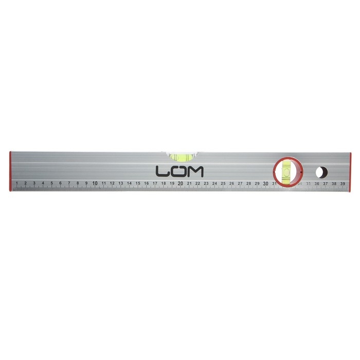 Уровень алюминиевый ЛОМ, 2 глазка, линейка, 400 мм