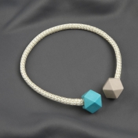 Подхват для штор &laquo;Камушки&raquo;, d = 3 &times; 46 см, цвет тёмно-бирюзовый/песочный