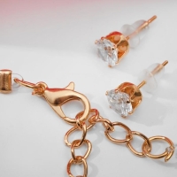 Гарнитур 2 предмета: серьги, кулон &laquo;На леске&raquo; капелька, цвет белый в золоте, 30 см