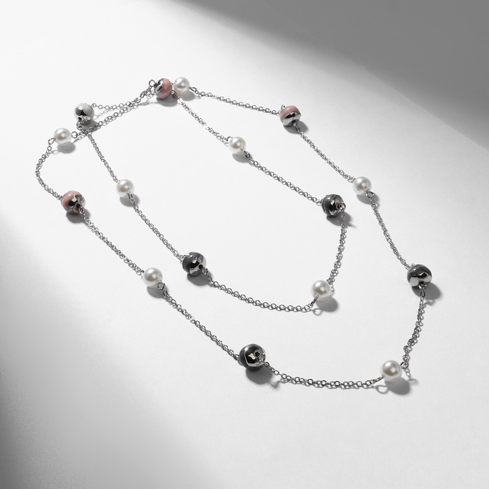 Бусы Бусы "Бусины" нежность, цвет серебро 90 см