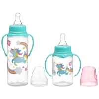 Подарочный детский набор &laquo;Волшебная пони&raquo;: бутылочки для кормления 150 и 250 мл, прямые, от 0 мес., цвет розовый