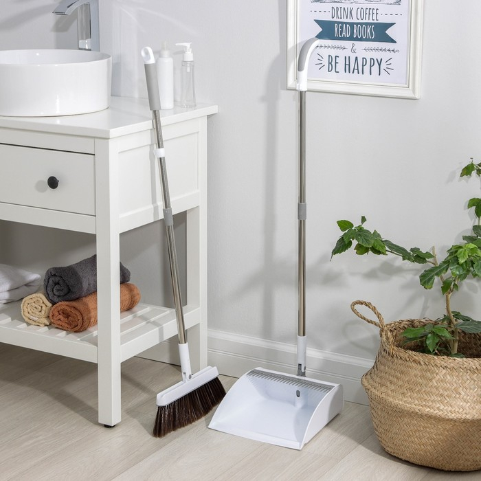 Щётка для пола Raccoon: совок 26&times;25 см, ручка из нержавеющей стали 97 см, щётка 26 см