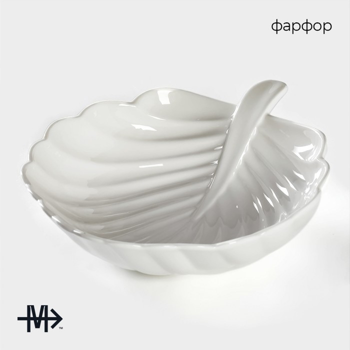 Салатник фарфоровый Magistro &laquo;Лист Бланш&raquo;, 800 мл, 24,5&times;20,5 см, цвет белый