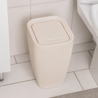Контейнер для мусора &laquo;Вязаное плетение&raquo;, 10 л, цвет бежевый