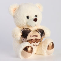 Мягкая игрушка &laquo;Мишка&raquo; с сердцем, 30 см, цвет светлый