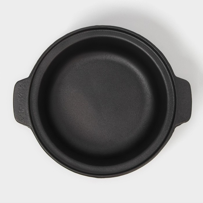 Жаровня чугунная &laquo;Биргер&raquo;, 1,5 л, d=24 см, стеклянная крышка, цвет чёрный