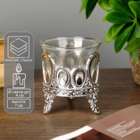 Подсвечник пластик, стекло на 1 свечу "Капельки" серебро 7х6х6 см Подсвечник пластик, стекло на 1 свечу "Капельки" серебро 7х6х6 см