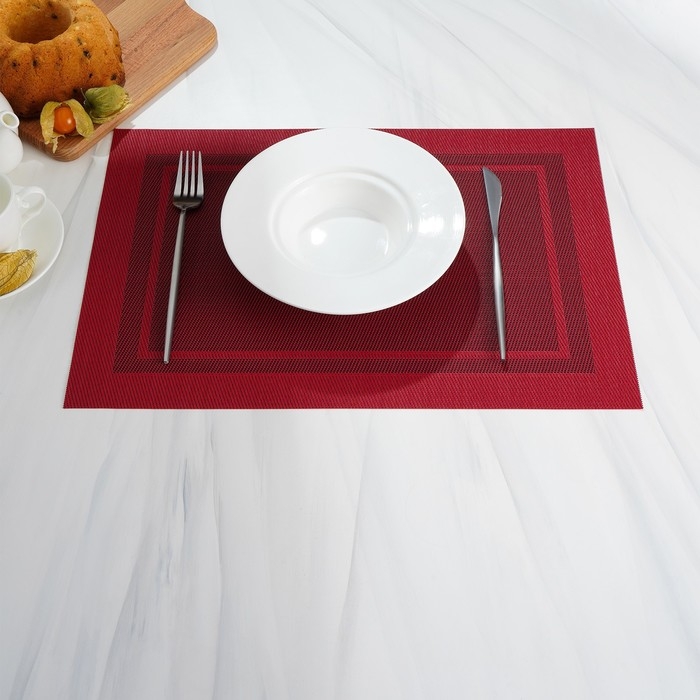 Салфетка сервировочная на стол Доляна &laquo;Окно&raquo;, 45&times;30 см, цвет красный