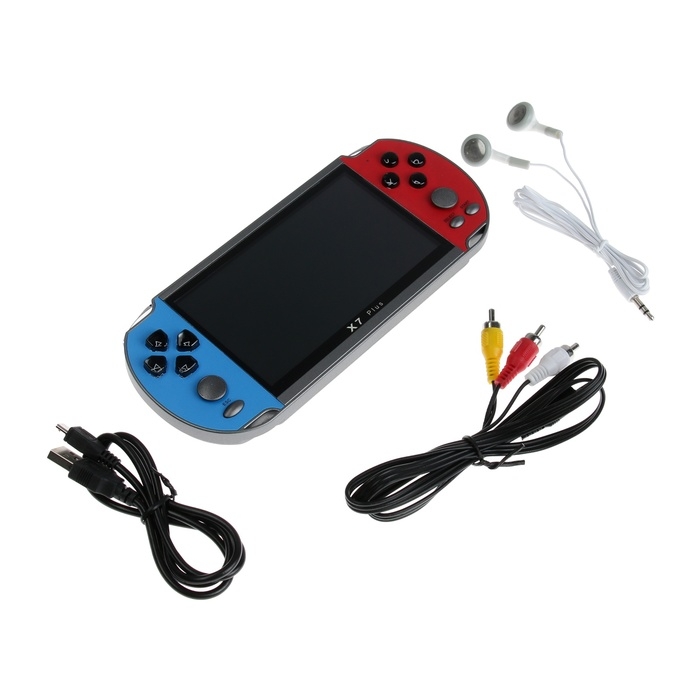 Игровая приставка X7 Plus, AV кабель, 8 бит, 7000 игр, сине-красная