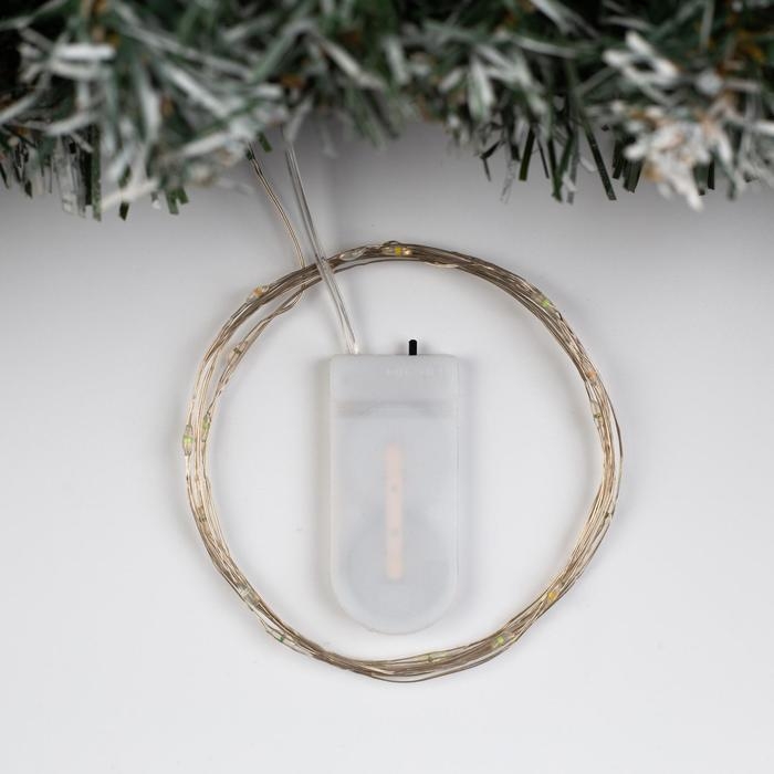 Гирлянда &laquo;Нить&raquo; 2 м роса, IP20, серебристая нить, 20 LED, батарейки CR2032х2 (в комплекте), свечение мульти