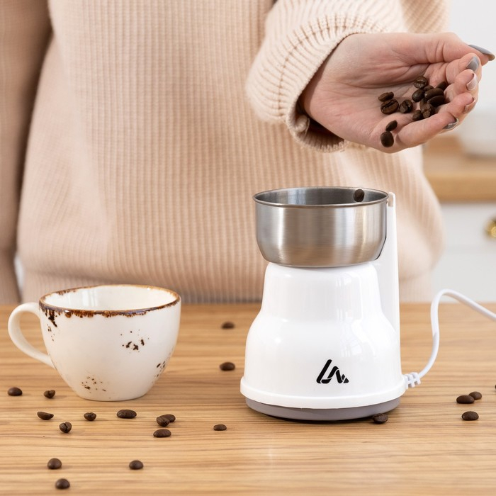 Кофемолка электрическая Luazon LMR-05, 160 Вт, 50 г, белая Кофемолка электрическая Luazon LMR-05, 160 Вт, 50 г, белая