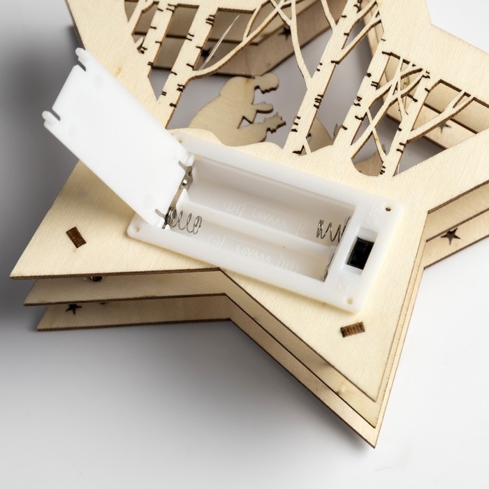 Светодиодная фигура &laquo;Звёздный лес&raquo; 17 &times; 17 &times; 4.5 см, дерево, батарейки АААх2 (не в комплекте), свечение тёплое белое