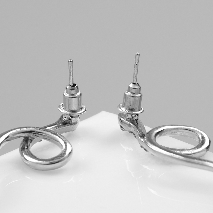 Новый год! Символ года 2025! Серьги со стразами &laquo;Змейка&raquo; спираль мини, цвет белый в серебре