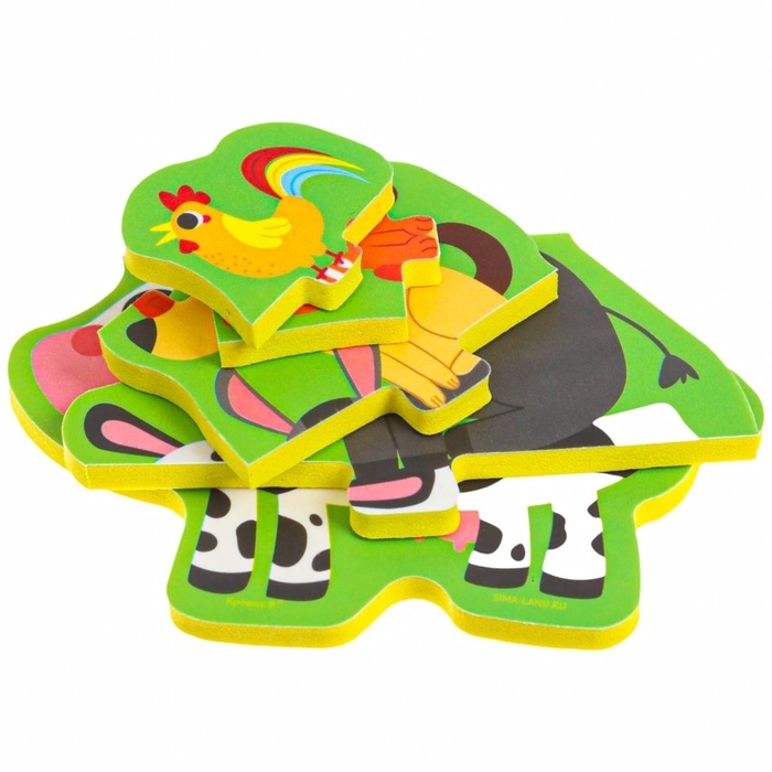 Мягкий пазл для малышей &laquo;Пирамидка: Животные фермы&raquo;, 5 деталей, Крошка Я