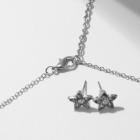 Гарнитур 4 предмета: серьги (3 пары), кулон &laquo;Цветочный набор&raquo;, цвет белый в серебре, 45 см