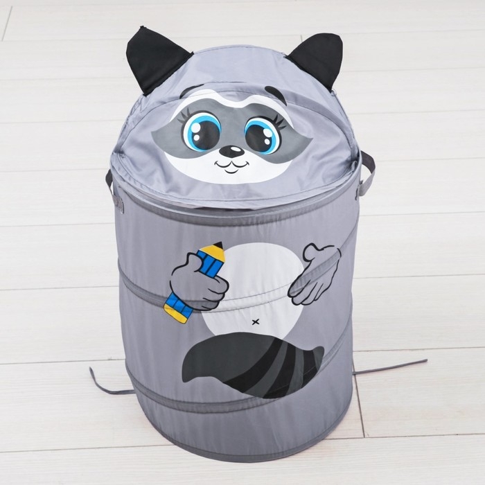 Корзина для хранения игрушек &laquo;Енот&raquo; с ручками и крышкой