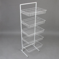 Стойка прикассовая 60×45×180, 5 корзин, цвет белый Стойка прикассовая 60×45×180, 5 корзин, цвет белый