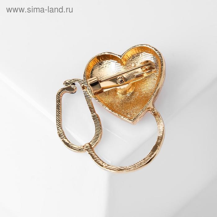 Брошь &laquo;Стетоскоп&raquo; с сердцем, цветная в золоте