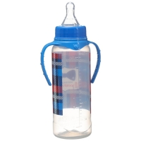 Бутылочка для кормления &laquo;Маленький джентльмен&raquo;, классическое горло, с ручками, 250 мл., от 0 мес., цвет синий