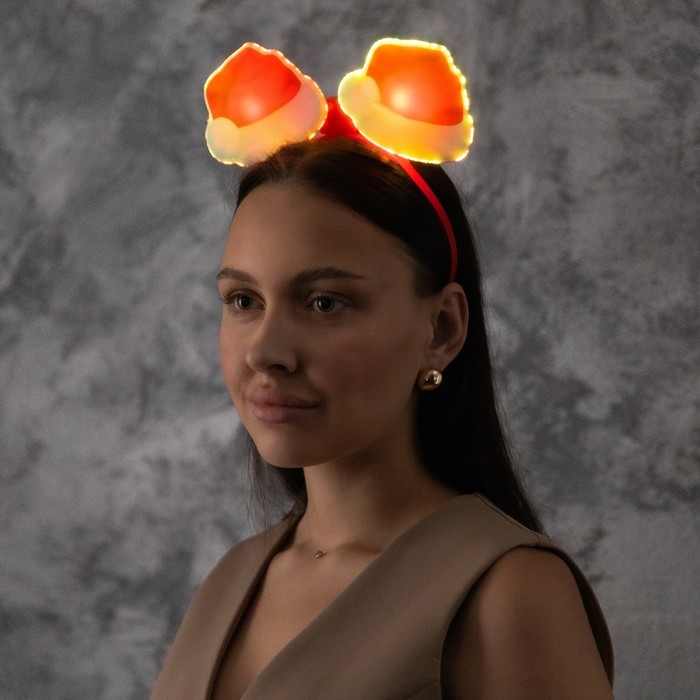 Ободок светодиодный Ободок светодиодный "Колпак" 18x16x3 см, 2 LED, батарейки AG10x3 (в комплекте), мерцание, свечение мульти